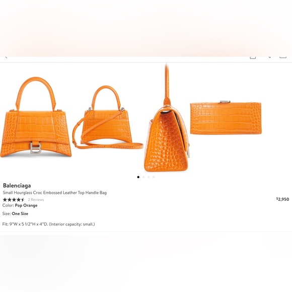 Balenciaga Small Hourglass Croc Embossed Leather Crossbody Top Handle Bag - Picture 4 of 11